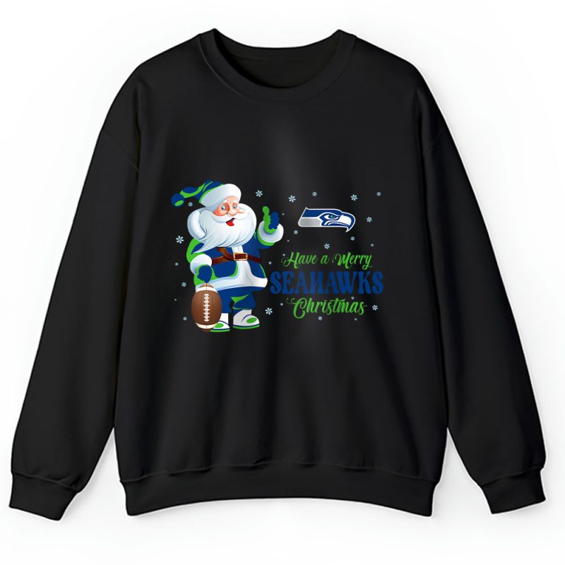 Seattle Seahawks Merry Christmas NFL Gift For Fan Cute Santa Hohoho Unisex Sweatshirt TAH21138