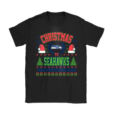 Seattle Seahawks Merry Christmas NFL Gift For Fan Cute Santa Hohoho Unisex T-Shirt Cotton Tee TAT21146