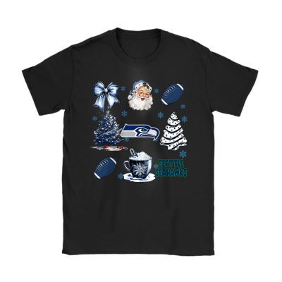 Seattle Seahawks Merry Christmas NFL Gift For Fan Santa Xmas Family Christmas Unisex T-Shirt Cotton Tee TAT21147