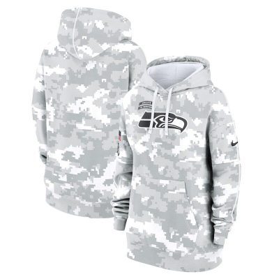 Seattle Seahawks Women's 2024 Salute To Service Club Fleece Pullover Hoodie - Arctic Camo