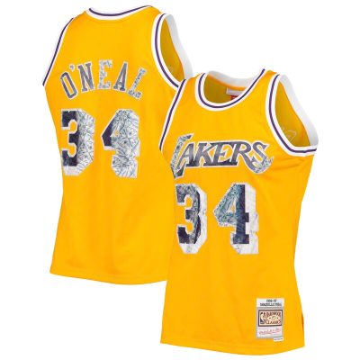 Shaquille O'Neal Los Angeles Lakers 1996-97 Hardwood Classics NBA 75th Anniversary Diamond Swingman Jersey - Gold