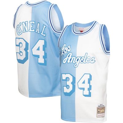 Shaquille O'Neal Los Angeles Lakers Big & Tall Hardwood Classics 1996/97 Split Swingman Jersey - Powder Blue/White