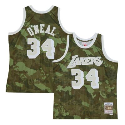 Shaquille O'Neal Los Angeles Lakers Hardwood Classics 1996/97 Ghost Green Swingman Jersey - Camo