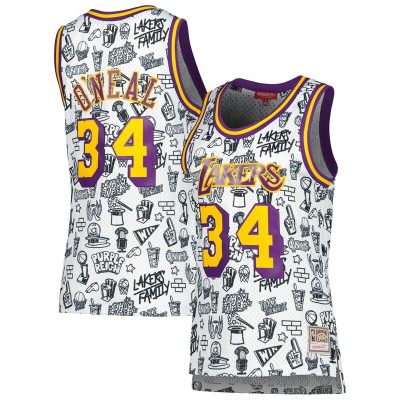 Shaquille O'Neal Los Angeles Lakers Women's 1996 Doodle Swingman Jersey - White