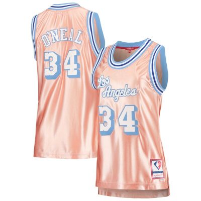 Shaquille O'Neal Los Angeles Lakers Women's 75th Anniversary Rose Gold 1996 Swingman Jersey - Pink