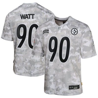 T.J. Watt Pittsburgh Steelers Youth 2024 Salute to Service Game Jersey - Arctic Camo