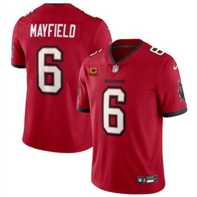 Tampa Bay Buccaneers #6 Baker Mayfield Red 2024 With 4-Star C Patch Vapor Limited Football Stitched Jersey