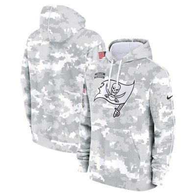 Tampa Bay Buccaneers Youth 2024 Salute To Service Pullover Hoodie - White/Gray