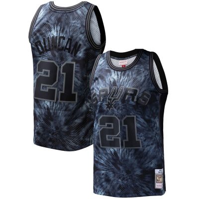 Tim Duncan San Antonio Spurs Hardwood Classics 1998/99 Tie-Dye Swingman Jersey - Black