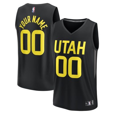 Utah Jazz Fast Break Custom Replica Jersey - Black - Statement Edition