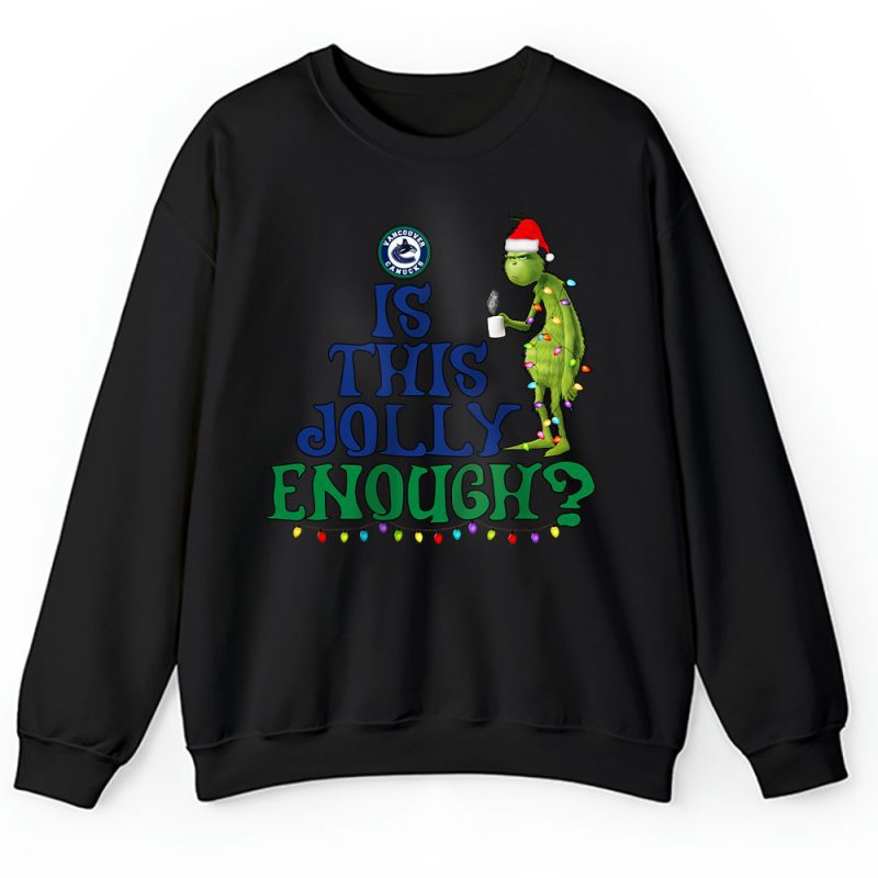 Vancouver Canucks Merry Christmas NHL Gift For Fan Cute Grinch Unisex Sweatshirt TAH21594