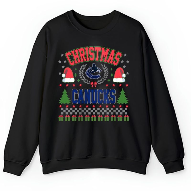 Vancouver Canucks Merry Christmas NHL Gift For Fan Cute Santa Hohoho Unisex Sweatshirt TAH21963