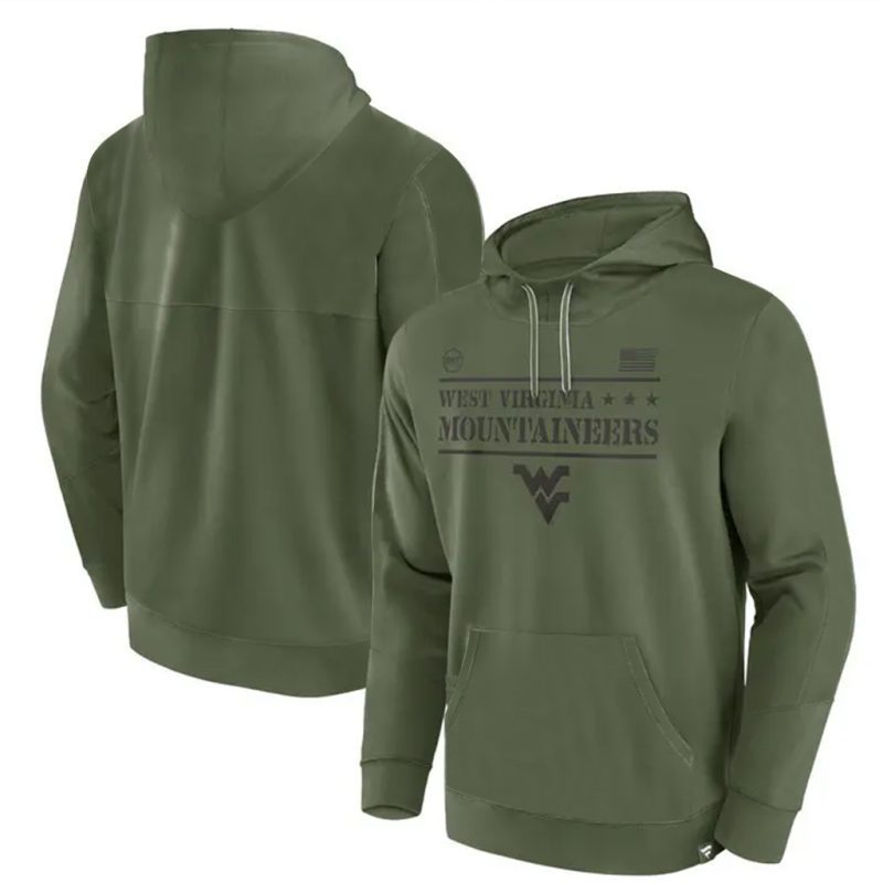 West Virginia Mountaineers OHT Military Appreciation Stencil Pullover Hoodie - Olive