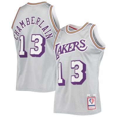 Wilt Chamberlain Los Angeles Lakers 75th Anniversary 1971/72 Hardwood Classics Swingman Jersey - Silver