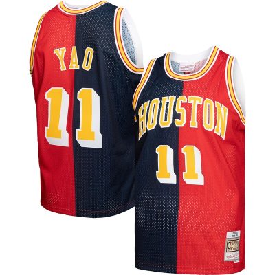 Yao Ming Houston Rockets Hardwood Classics 2004/05 Split Swingman Jersey - Navy/Red