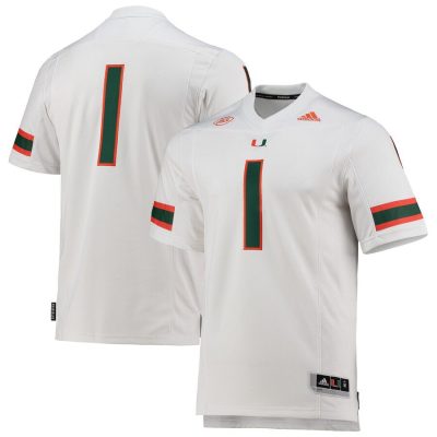 #1 Miami Hurricanes Team Premier Football Jersey - White