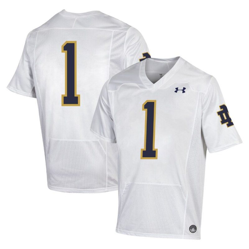 #1 Notre Dame Fighting Irish Under Armour Premiere Football Jersey - White