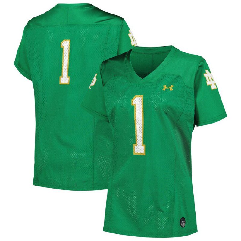 #1 Notre Dame Fighting Irish Under Armour Women's Replica Football Jersey - Kelly Green