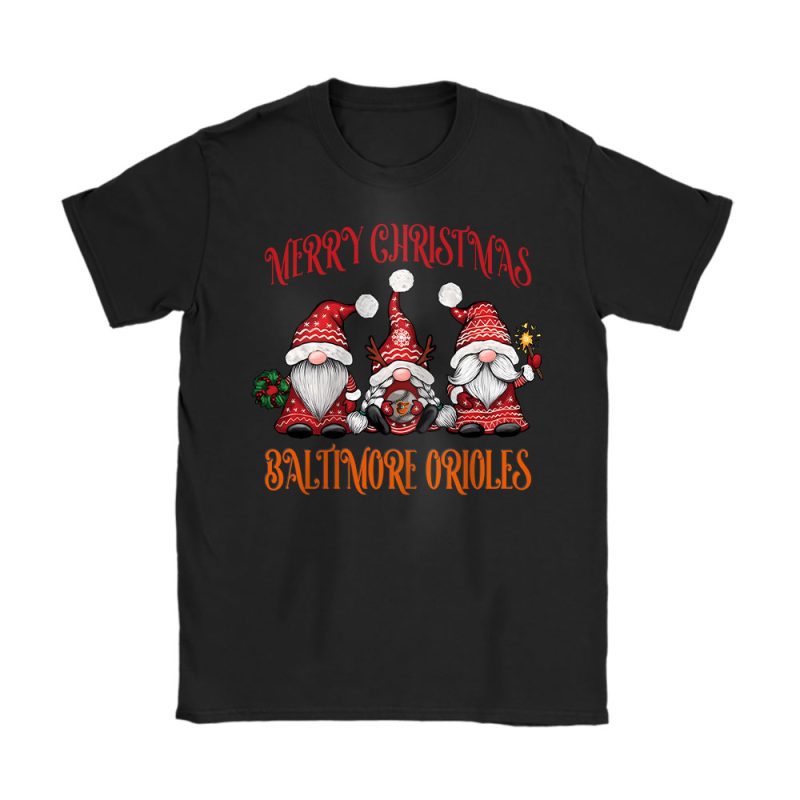 Baltimore Orioles Merry Christmas MLB Gift For Fan Christmas Gnomes Unisex T-Shirt Cotton Tee TAT24222