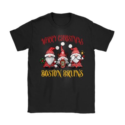 Boston Bruins Merry Christmas NHL Gift For Fan Christmas Gnomes Unisex T-Shirt Cotton Tee TAT24224