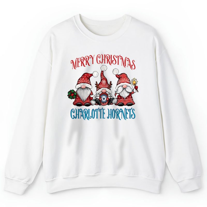 Charlotte Hornets Merry Christmas NBA Gift For Fan Christmas Gnomes Unisex Sweatshirt TAS24236