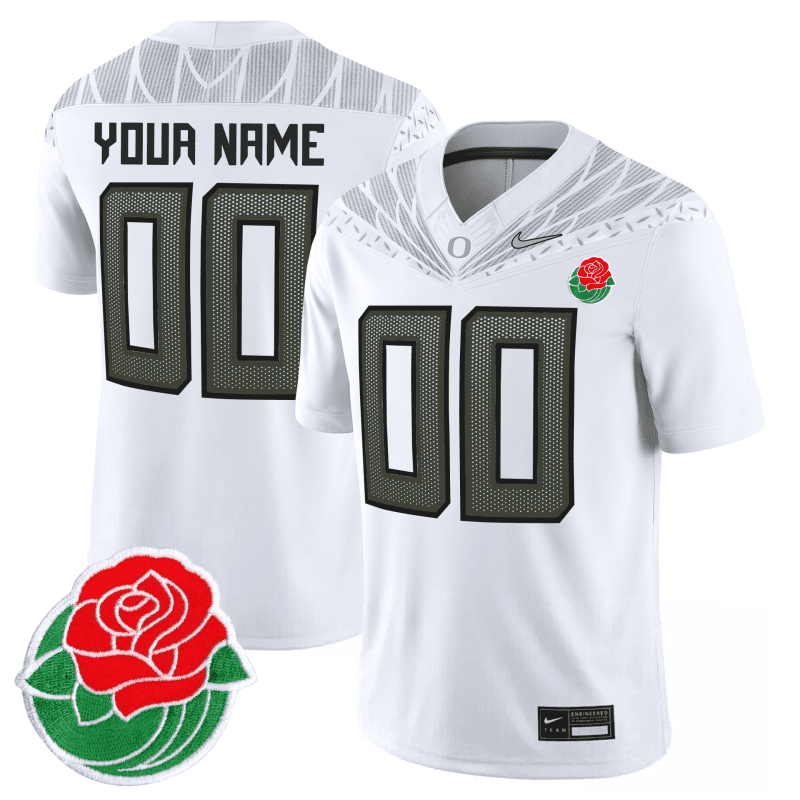 Custom Oregon Ducks Football 24/25 Jersey Rose Bowl - White