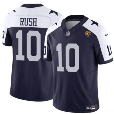 Dallas Cowboys #10 Cooper Rush Navy 2023 F.U.S.E. With John Madden Patch Thanksgiving Vapor Limited Football Stitched Jersey