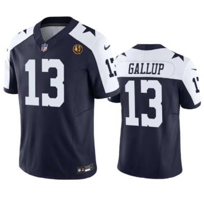 Dallas Cowboys #13 Michael Gallup Navy 2023 F.U.S.E. With John Madden Patch Thanksgiving Vapor Limited Football Stitched Jersey