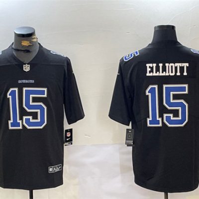 Dallas Cowboys #15 Ezekiel Elliott Black Throwback Vapor Untouchable Limited Stitched Jersey