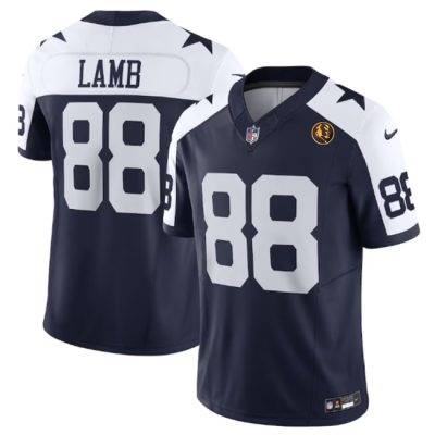 Dallas Cowboys #88 CeeDee Lamb Navy 2023 F.U.S.E. With John Madden Patch Thanksgiving Vapor Limited Football Stitched Jersey