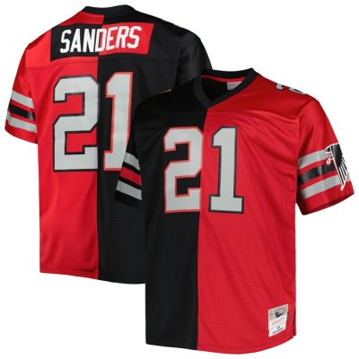 Deion Sanders Atlanta Falcons Split Legacy Retired Player Replica Jersey - Black/Red