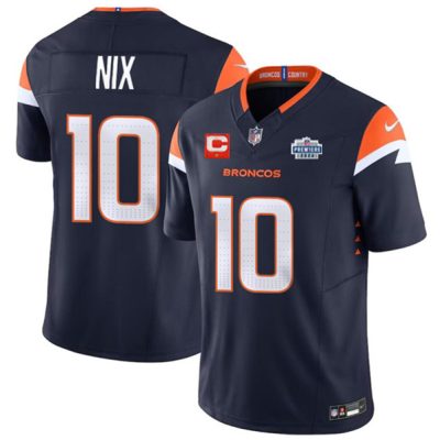 Denver Broncos #10 Bo Nix Navy 2024 F.U.S.E. With Draft Pacth and 1-Star C Patch Vapor Limited Football Stitched Jersey