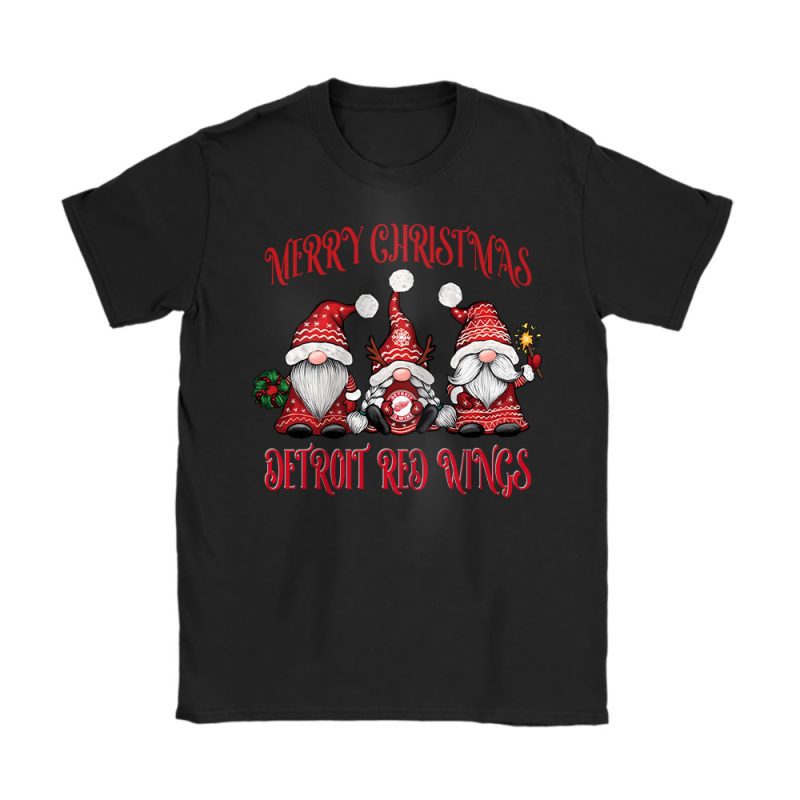 Detroit Red Wings Merry Christmas NHL Gift For Fan Christmas Gnomes Unisex T-Shirt Cotton Tee TAT24250