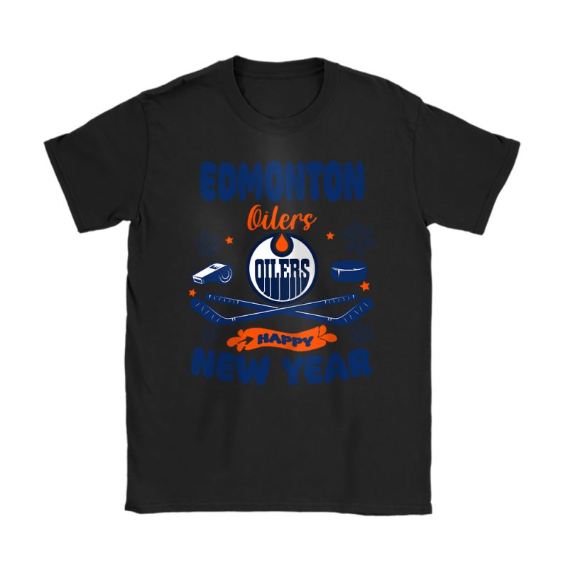 Edmonton Oilers Happy New Year NHL Gift For Fan Unisex T-Shirt Cotton Tee TAT23725