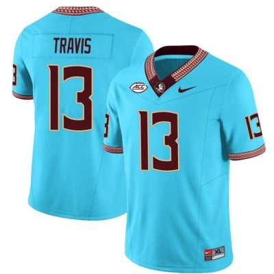 Florida State Seminoles #13 Jordan Travis Teal F.U.S.E. Stitched Jersey