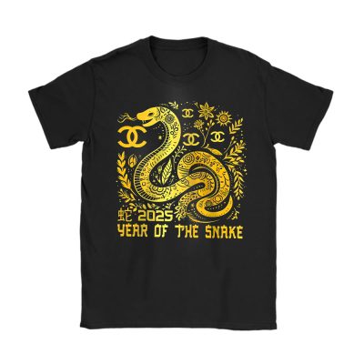 Happy Chinese New Year Gold Snake Chanel Unisex T-Shirt Cotton Tee TAT23320