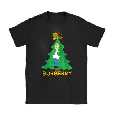 Homer Simpson Christmas Tree Burberry Unisex T-Shirt Cotton Tee TAT23328