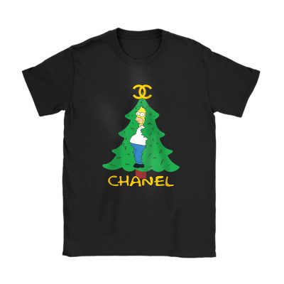 Homer Simpson Christmas Tree Chanel Unisex T-Shirt Cotton Tee TAT23329