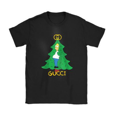 Homer Simpson Christmas Tree Gucci Unisex T-Shirt Cotton Tee TAT23333