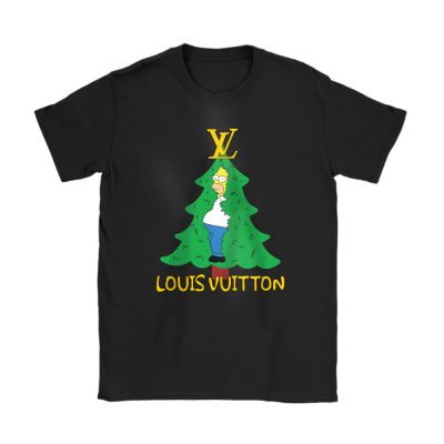 Homer Simpson Christmas Tree Louis Vuitton Unisex T-Shirt Cotton Tee TAT23335