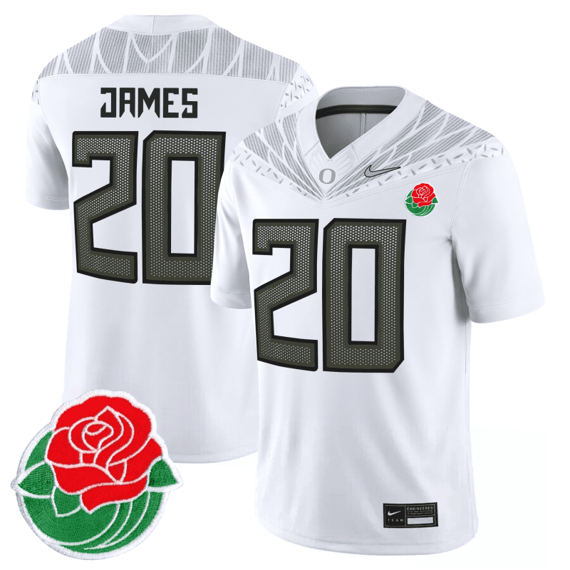 James Oregon Ducks Football 24/25 Jersey Rose Bowl - White