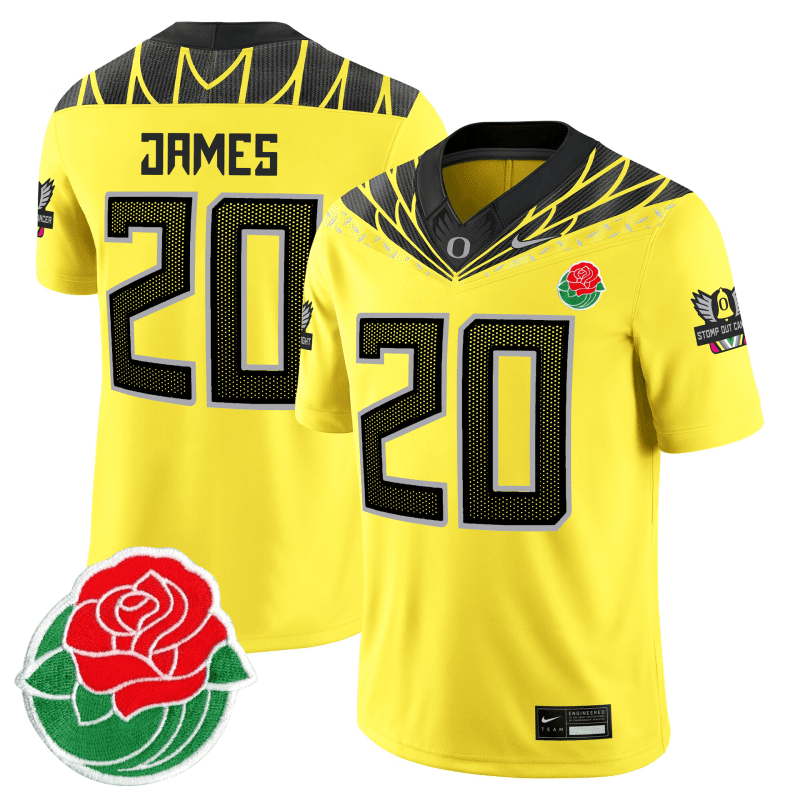 James Oregon Ducks Football 24/25 Jersey Rose Bowl - Yellow