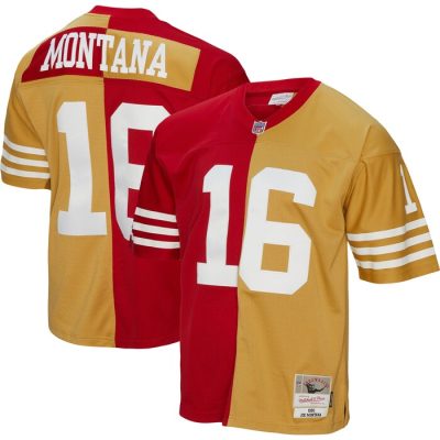 Joe Montana San Francisco 49ers 1990 Split Legacy Replica Jersey - Scarlet/Gold