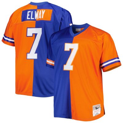 John Elway Denver Broncos Split Legacy Retired Player Replica Jersey - Royal/Orange