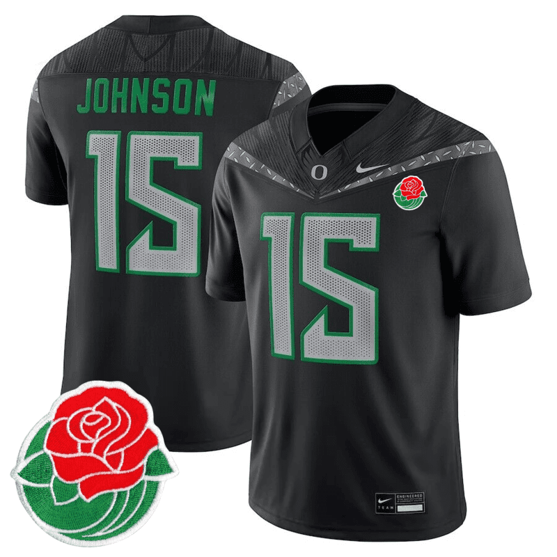 Johnson Oregon Ducks Football 24/25 Jersey Rose Bowl - Black