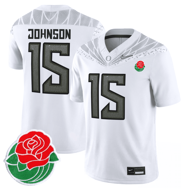 Johnson Oregon Ducks Football 24/25 Jersey Rose Bowl - White