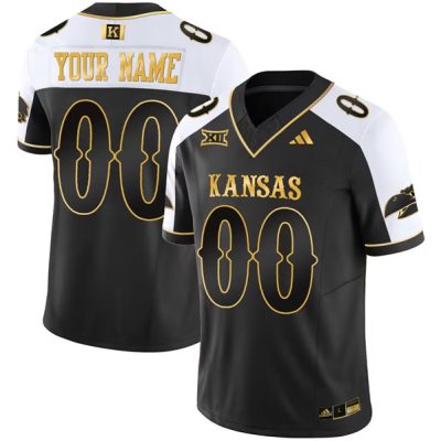 Kansas Jayhawks ACTIVE PLAYER Custom Black Gold 2023 F.U.S.E. Vapor Limited Stitched Jersey