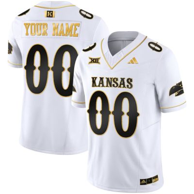 Kansas Jayhawks ACTIVE PLAYER Custom White Gold 2023 F.U.S.E. Vapor Limited Stitched Jersey