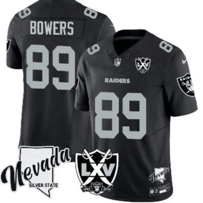 Las Vegas Raiders #89 Brock Bowers Black 2024 F.U.S.E With Nevada Silver Stat Patch And 65th Anniversary Patch Football Stitched Jersey