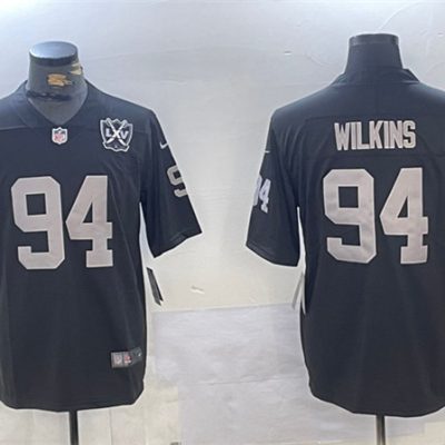 Las Vegas Raiders #94 Christian Wilkins Black 65th Anniversary Patch Vapor Stitched Jersey